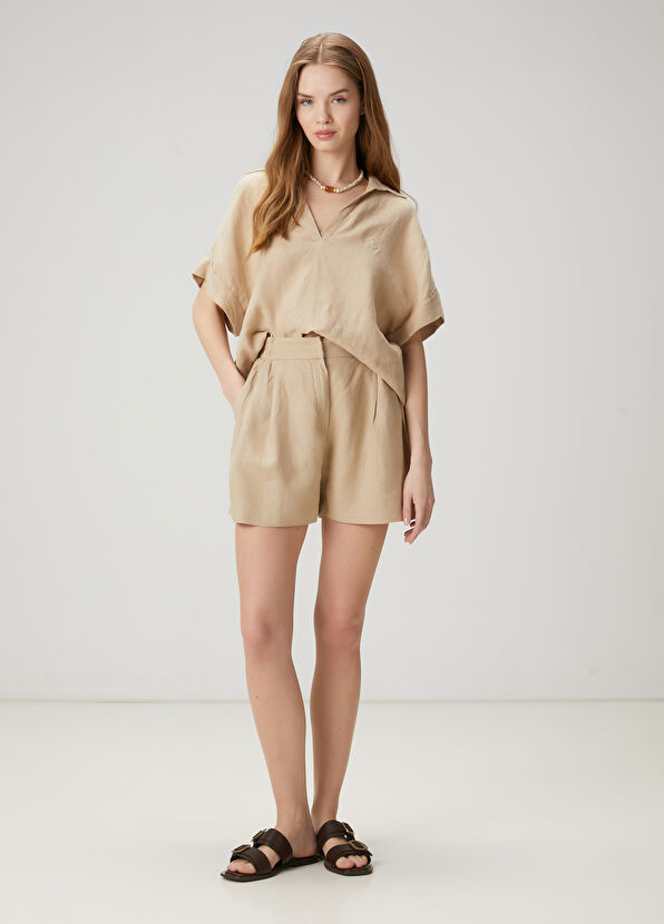 Beymen Club Bej Keten Şort - 1